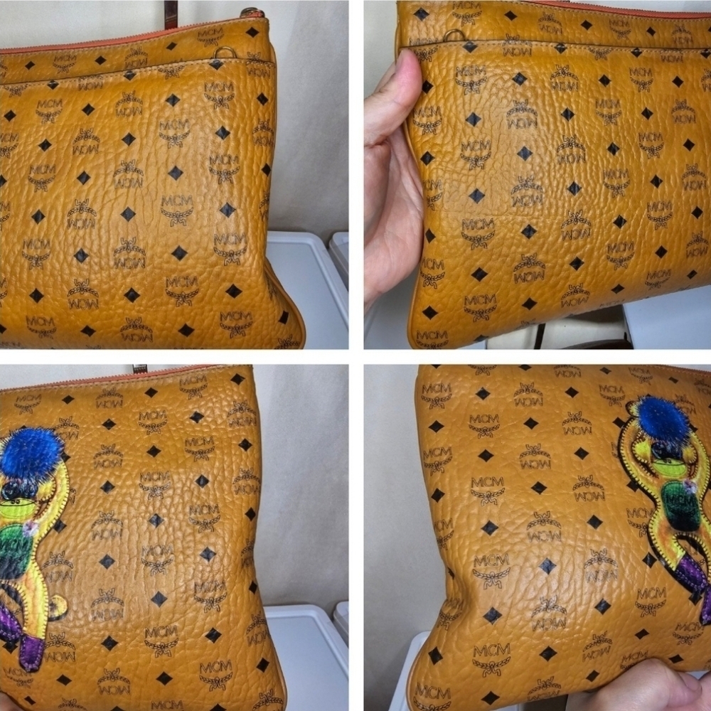 🤎▪️MCM▪️ VISETOS LIMITED Edition cognac crossbody/ Clutch MONKEY BAG - Picture 9 of 14